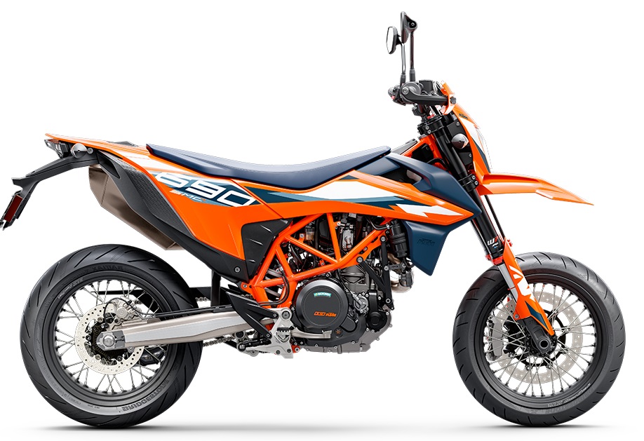 Isolated image of 2023 KTM 690 SMC R in white background
